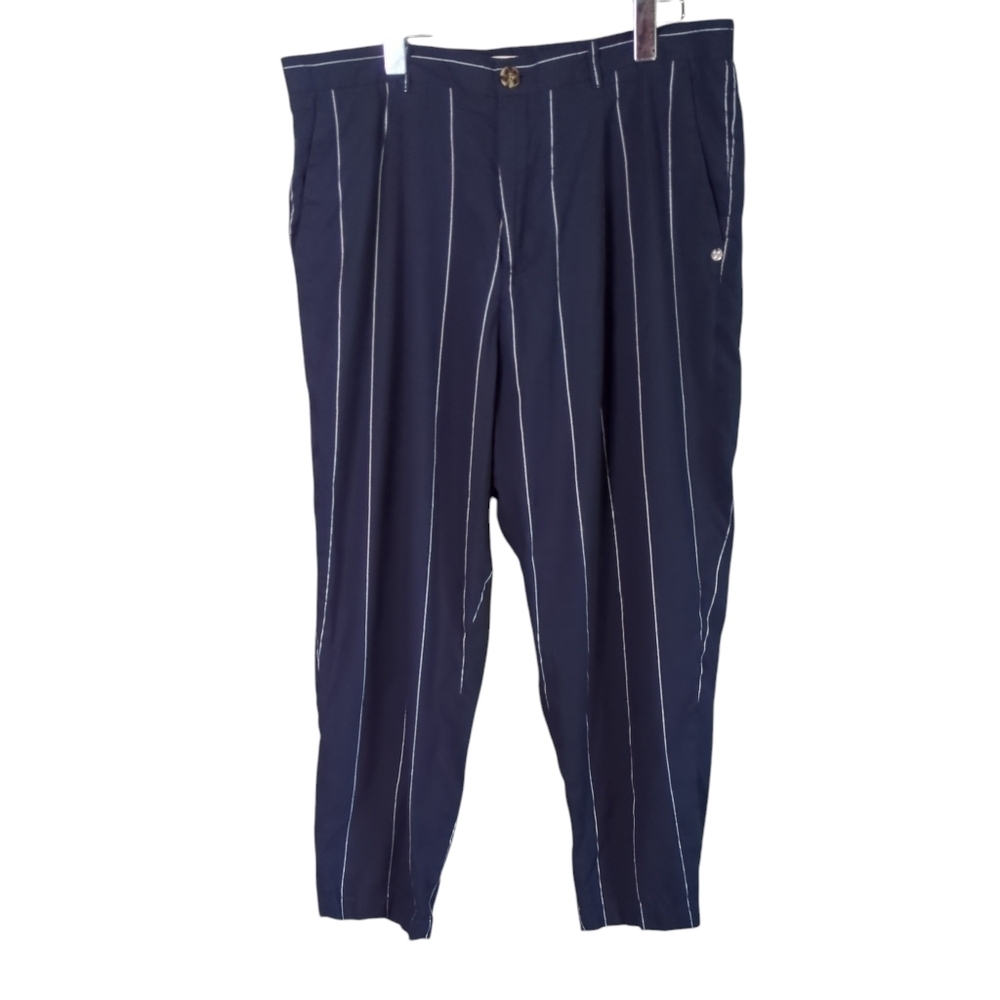 Scotch & Soda Trousers A La Plage Navy White Tapered Linen Blend Size XL NWOT